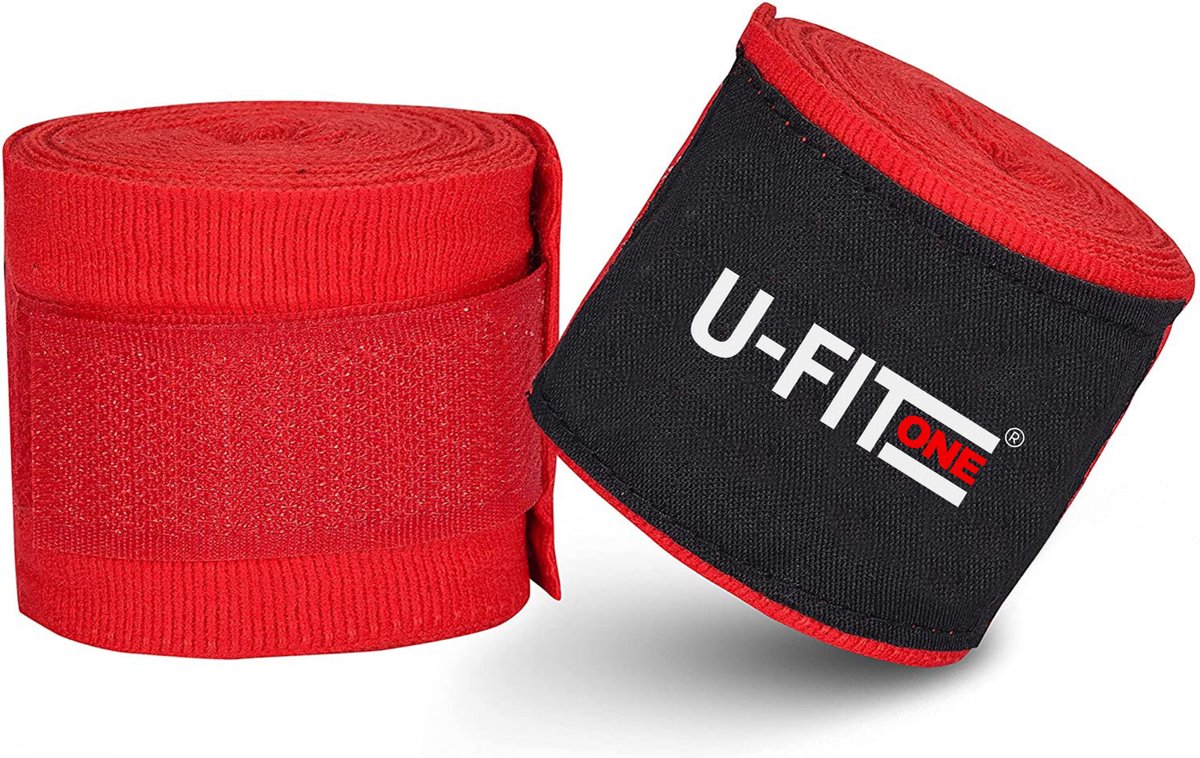 U Fit One 2 Stuks Boks Bandage - Rood 450 cm - Kickboks bandage - Boxing Wraps - Boxing bandage - Kickboks bandage - Boksen - Kickboxen - Muay Thai