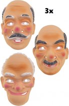 3x Opa masker assortie - maskers party thema feest festival verjaardag abraham