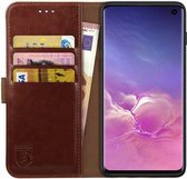 Rosso Element Book Case Wallet Hoesje Geschikt voor Samsung Galaxy S10 | Portemonnee | 3 Pasjes | Magneetsluiting | Stand Functie | Bruin