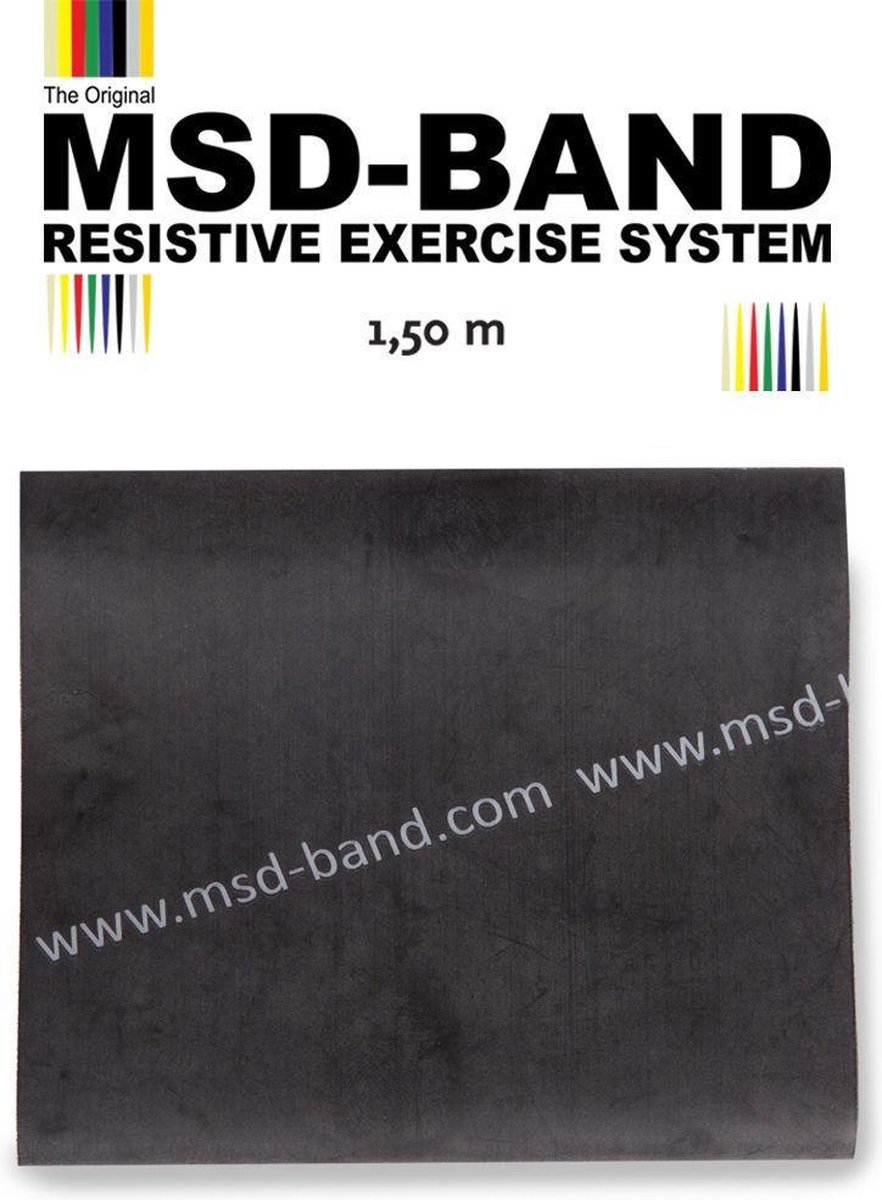 Elastische Therapieband MSD - latexvrij 1,5 m- Extra Extra Stevig - zwart (per stuk)