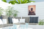 Tuinposter - Boeddha - Meditatie - Zon - Natuur - Tuin decoratie - Tuindoeken voor buiten - Schuttingdoek - 30x40 cm