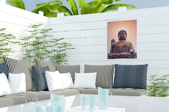 Tuinposter - Boeddha - Meditatie - Zon - Natuur - Tuin decoratie - Tuindoeken voor buiten - Schuttingdoek - 30x40 cm