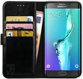 Rosso Element Book Case Wallet Hoesje Geschikt voor Samsung Galaxy S6 Edge Plus | Portemonnee | 3 Pasjes | Magneetsluiting | Stand Functie | Zwart