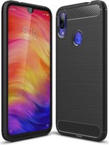 Redmi Note 7 Geborsteld TPU Hoesje Zwart