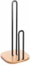 Bol.com Houder voor keukenpapier DKD Home Decor Natuurlijk Zwart Staal Bamboe (16 x 16 x 313 cm) aanbieding