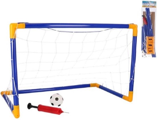Mini Voetbaldoel set met Bal en Pomp - Goal - 81x 43 x 52 cm