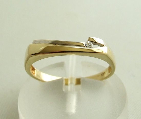 Gouden bicolor ring met diamant