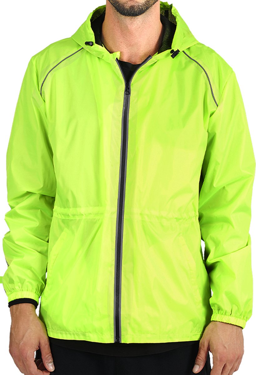 Neon groen/gele regenjas Windbreaker van Perletti M