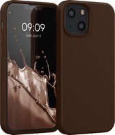 kwmobile telefoonhoesje geschikt voor Apple iPhone 13 mini - Hoesje met siliconen coating - Smartphone case in chocoladebruin