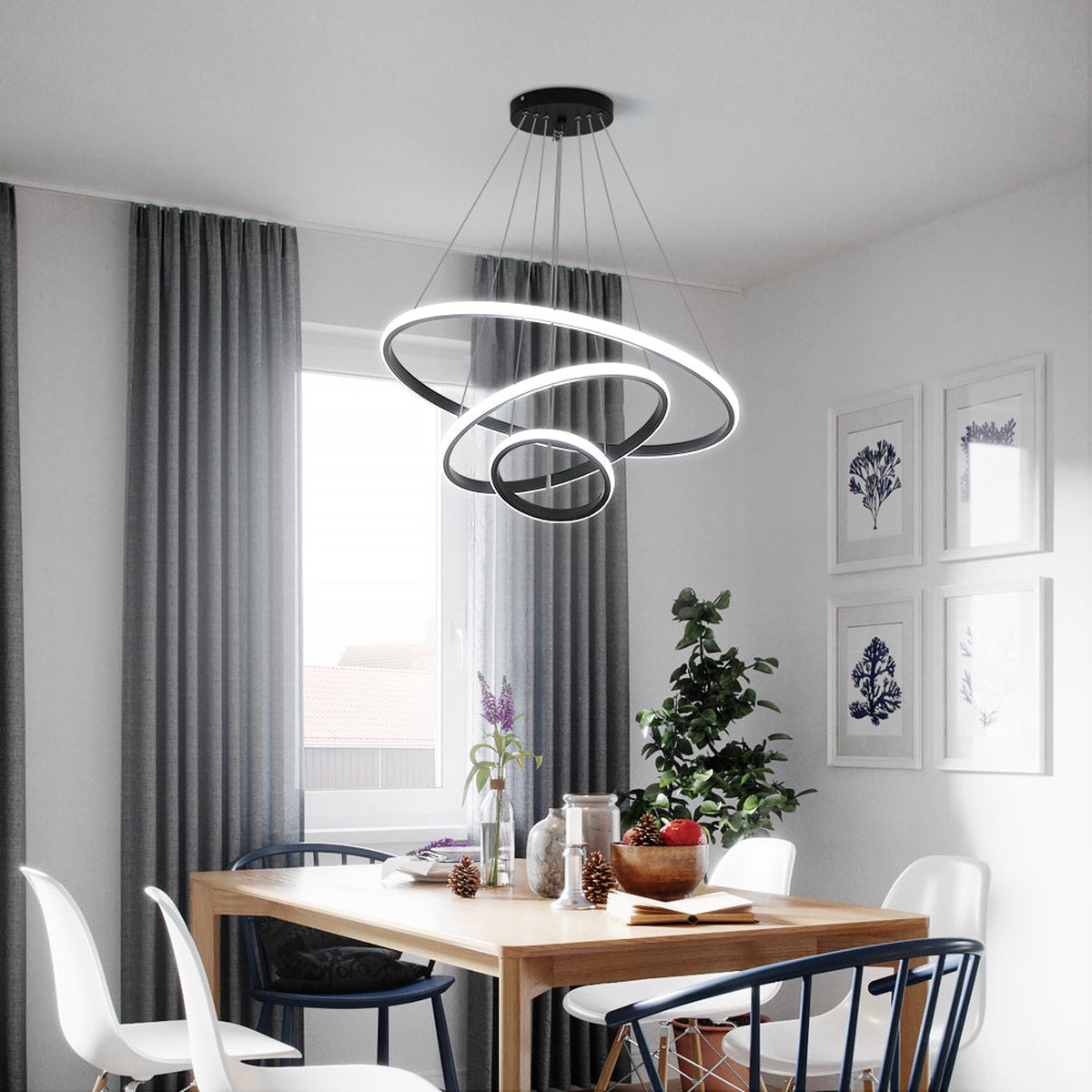 lustre led dimmable moderne en acier cercle décoratif