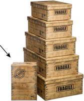 5Five Opbergdoos/box - 6x - houtkleur - L25 x B17 x H9.5 cm - Stevig karton - Woodybox