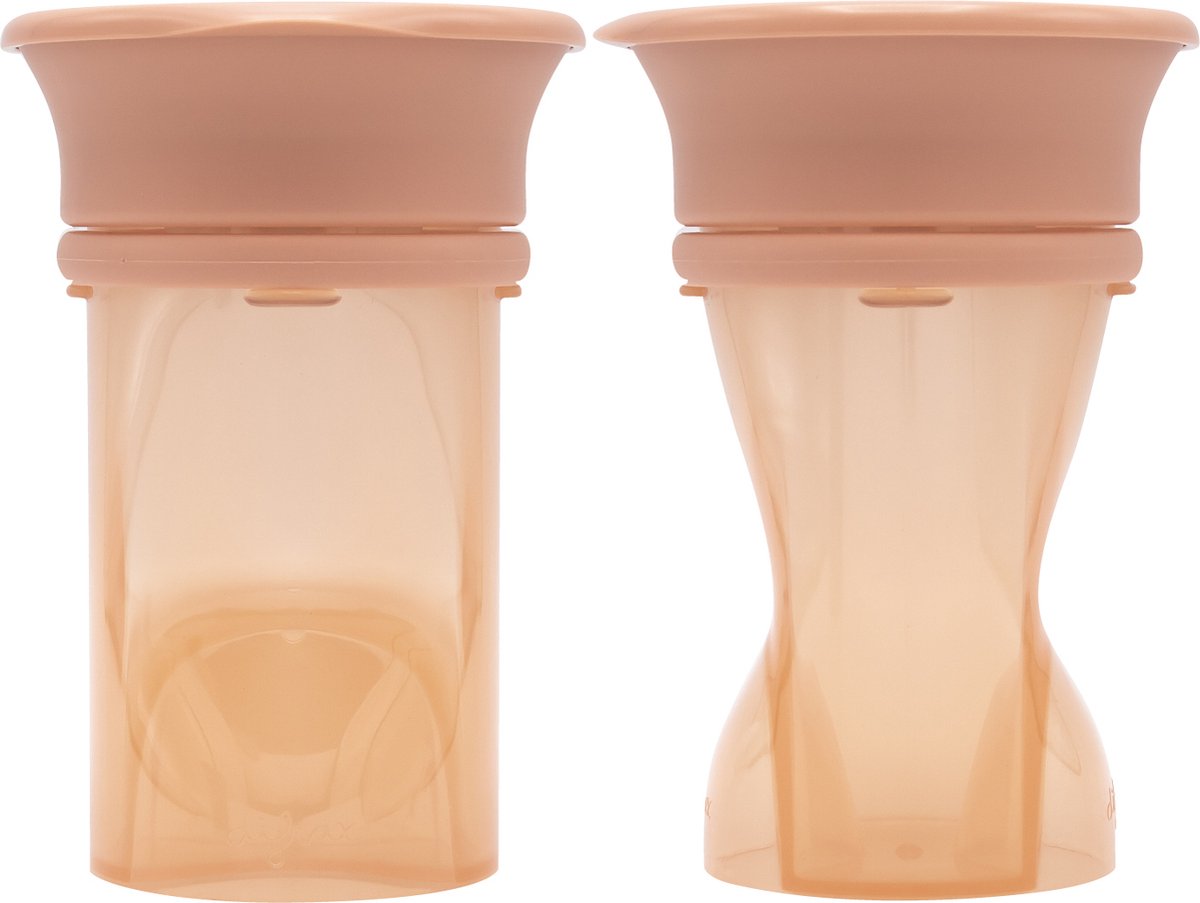 Goedkoopste Difrax 360 graden drinkbeker 250 ml - Peach/Oranje - 2 stuks