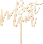 Houten caketopper / taarttopper - Best Mom - Taart / Cake topper op bestelling gemaakt