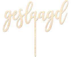 Houten caketopper / taarttopper - Geslaagd - Taart / Cake topper op bestelling gemaakt