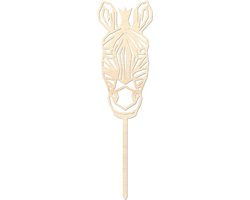 Houten caketopper / taarttopper - Zebra - Taart / Cake topper op bestelling gemaakt