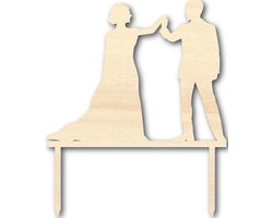 Houten caketopper / taarttopper - Bruidspaar hand - Taart / Cake topper op bestelling gemaakt