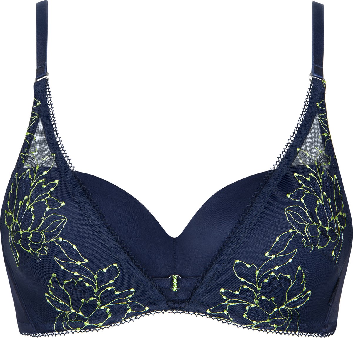 Lisca , Jive beha Blauw met borduursels in geel/groen bloem motief