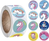 Fako Bijoux® - 500 Stickers Op Rol - 2.5cm - Eenhoorn / Unicorn Tekst - Beloningsstickers - Stickers Kinderen - Sluitsticker - Sluitzegel - 25mm - 500 Stuks