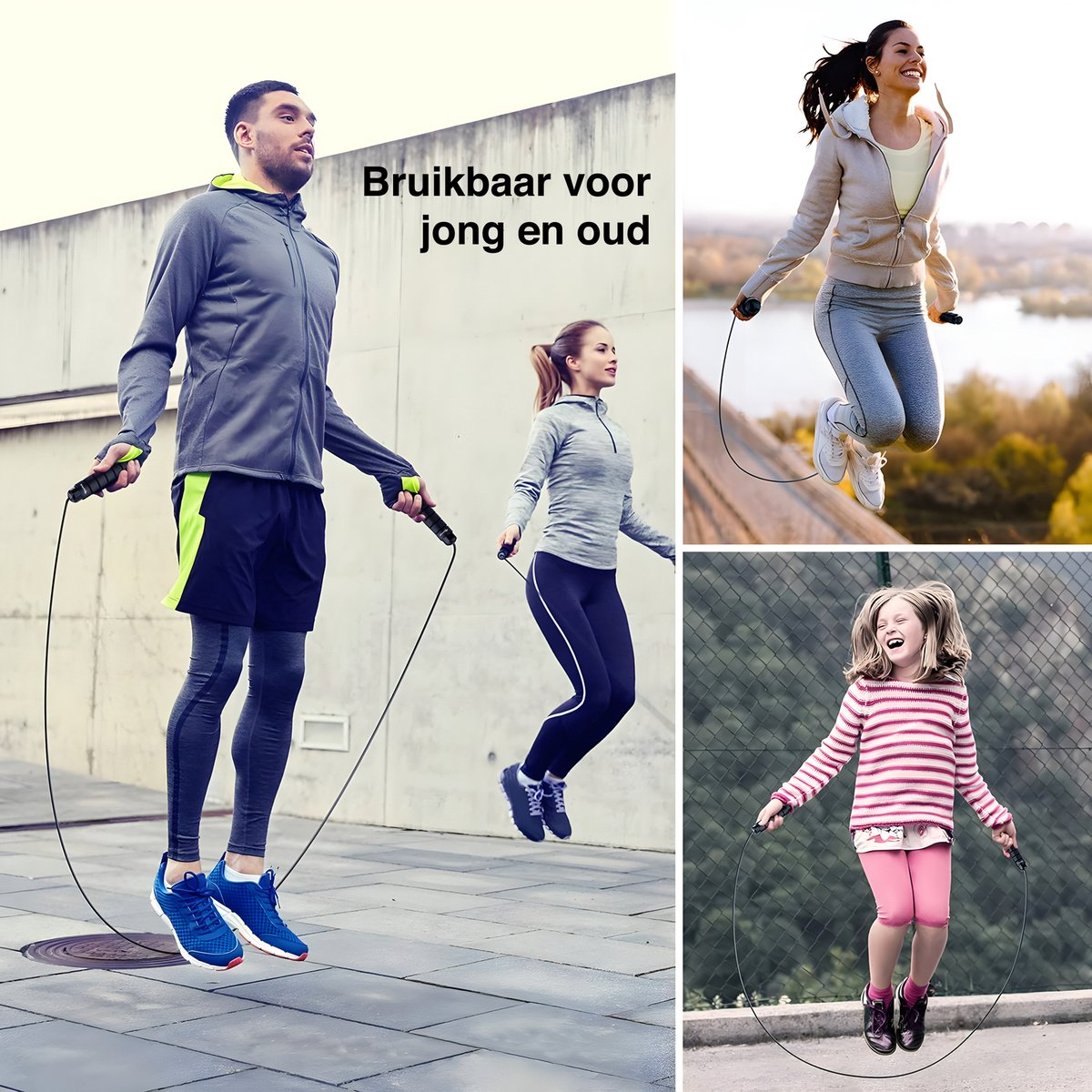 DK.® - Professioneel Springtouw - voor Volwassenen en Kinderen - Verstelbaar - Speedrope - Jump Rope - Zwart — afbeelding 5