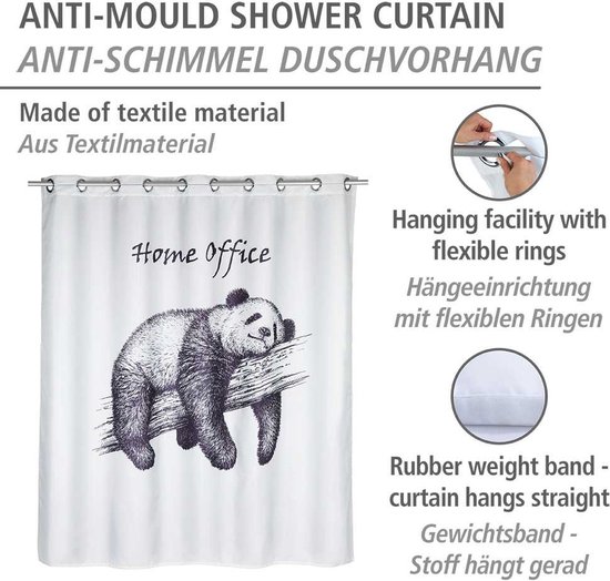 Wenko rideau de douche Home Office 180cm anti moisissure