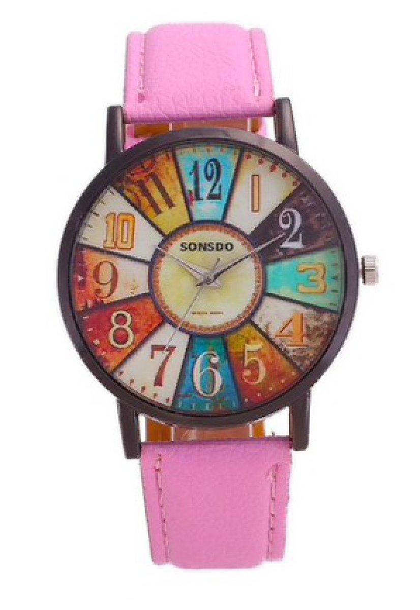 Hidzo Horloge Sonsdo Ø 37 mm - Roze - In horlogedoosje