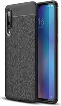 Xiaomi Mi 9 Hoesje met Leren Textuur Zwart