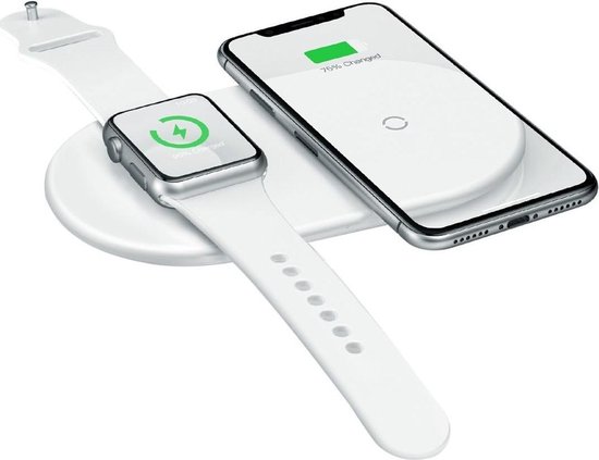 Baseus 2 in 1 Draadloze Oplader voor iPhone en Apple Watch Wit | bol.com