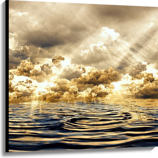 Canvas - Abstract Schilderij van Wolken Drijvend in de Zee - 100x100 cm Foto op Canvas Schilderij (Wanddecoratie op Canvas)