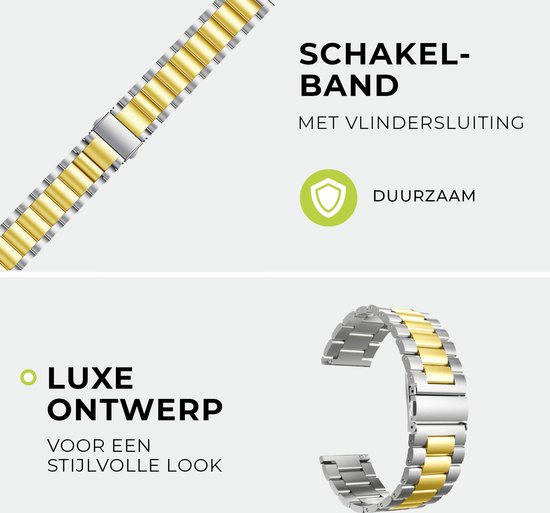 Horlogeband - Metaal Schakel - 20mm - Zilver Goud