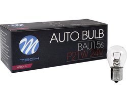 M-Tech - P21W BA15s 24V 21W - Basic - 10 stuks - Geschikt voor 24V voertuigen