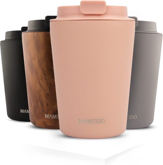 Thermobeker 350 ml Dusty Pink - koffiemok van roestvrij staal dubbelwandig geïsoleerd, lekvrij - Coffee to go beker voor koffie en thee