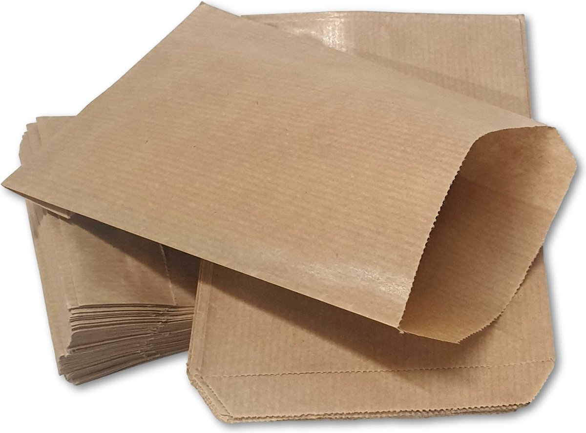 Prigta - Papieren zakjes - 100 stuks - 10x16 cm - Kraftpapier Bruin – Cadeauzakjes / geschenkzakjes op Prijzenvolger.com