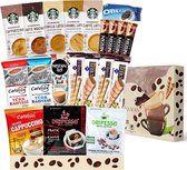 Premium Instant Coffee Hamper Box - Cappucino, Mocha, Caramel & Vanilla Latte - Met Heerlijke Godiva Caramel Chocolade Cadeau Idee Voor Koffieliefhebbers (Koffie & Koekjes)