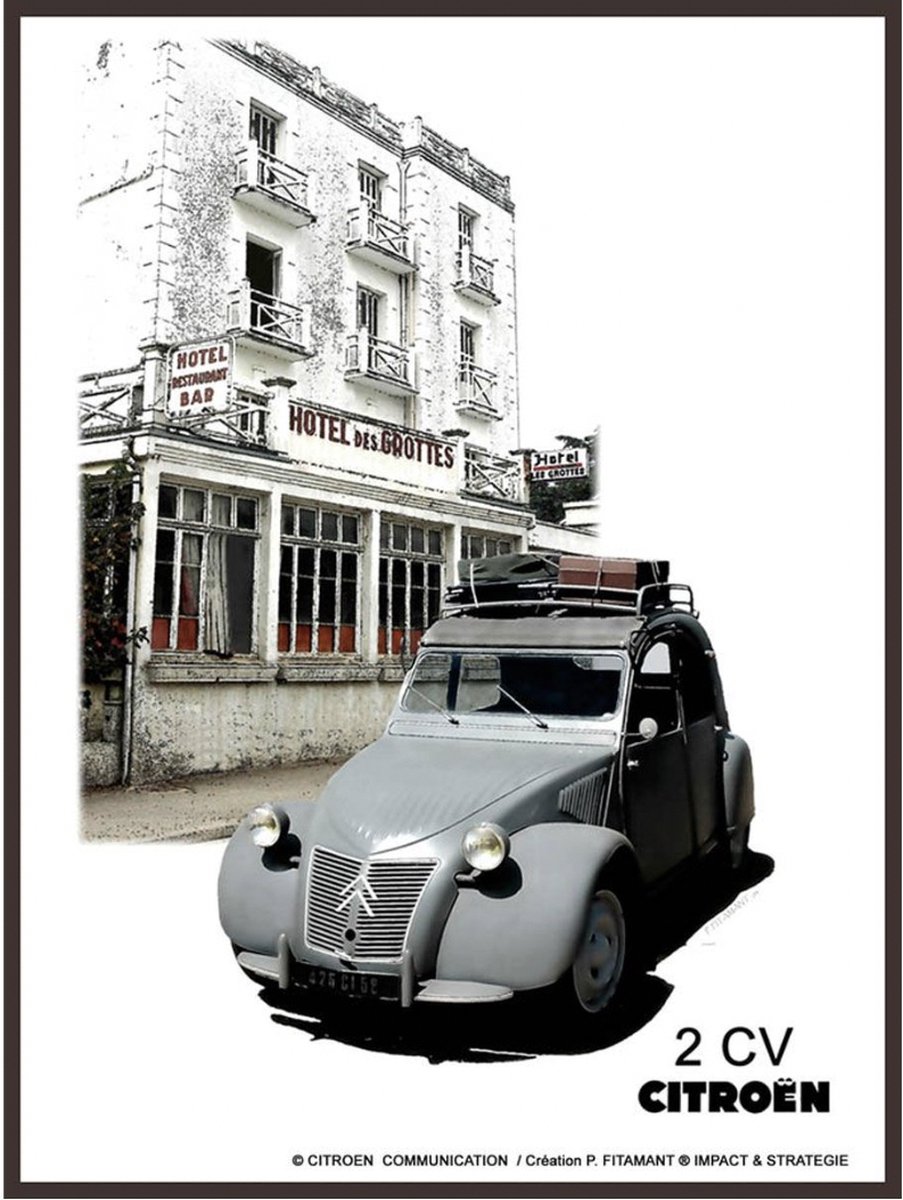 Citroen 2CV Reliëf Metalen Bord 30 x 40