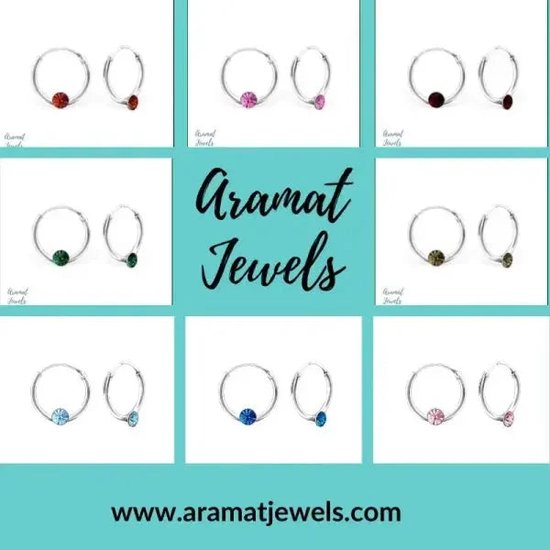 Aramat jewels ® - 925 sterling zilveren kinder oorringen met aqua kristal