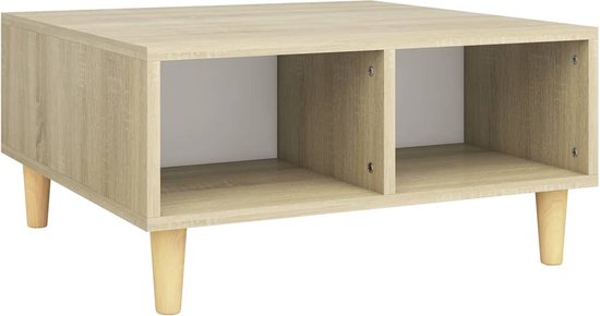Ensemble de meuble TV et table d'appoint gigognes Dyrøy blanc effet chêne gris [en.casa