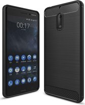 Nokia 6 Geborsteld TPU Hoesje Zwart