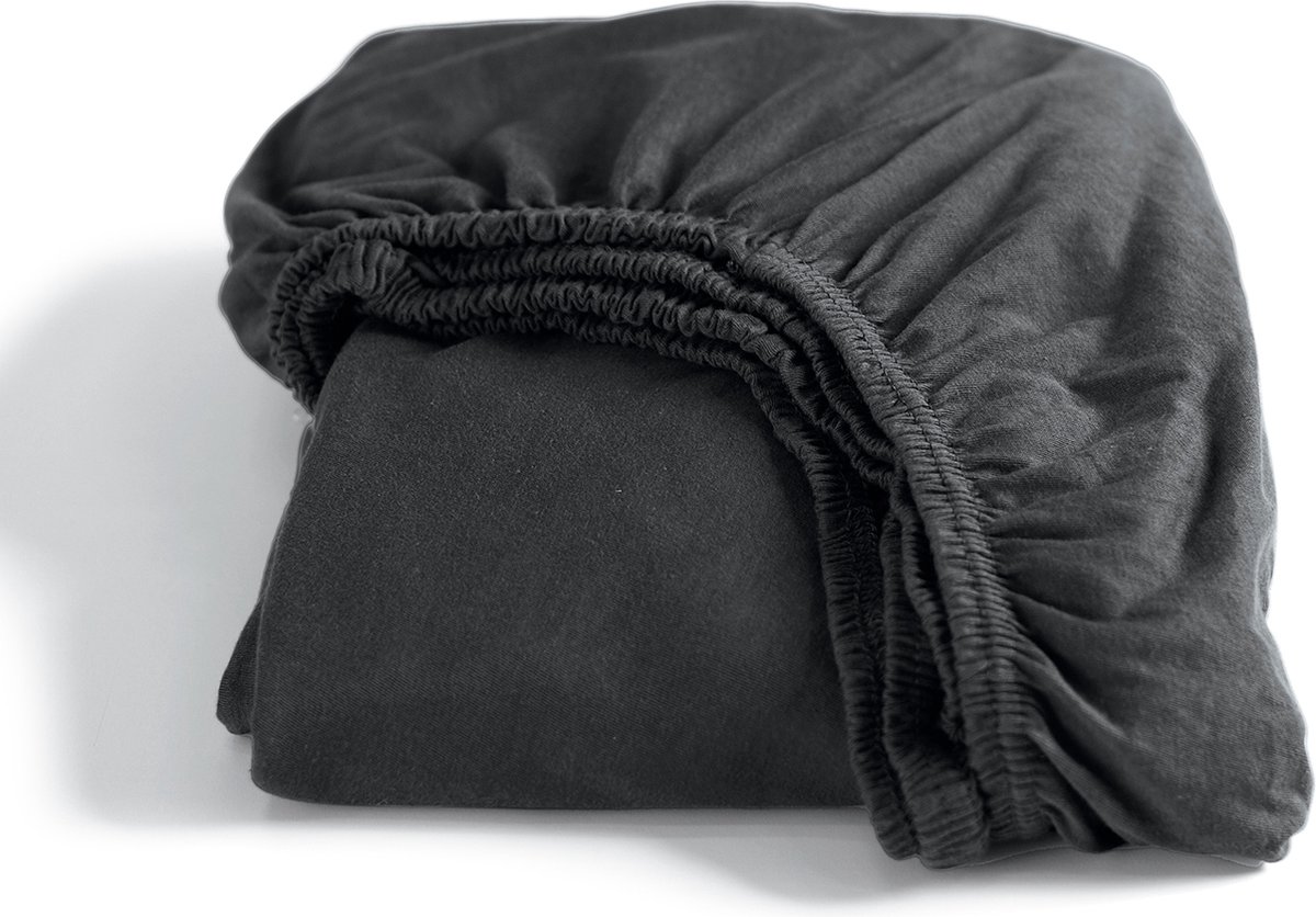 Cinderella - Hoeslaken - tot 35 cm matrashoogte - Double Jersey - 180x200/210 - Antraciet