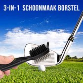 Allernieuwste.nl® 3-in-1 Schoonmaakborstel Golfclub MET Ophanghaakje - Staal Borstel Schoonmaak Cleaner - Golf Tee Accessoires - Cadeau - Golfballen - Golf Sport - Golfset - Golftraining -