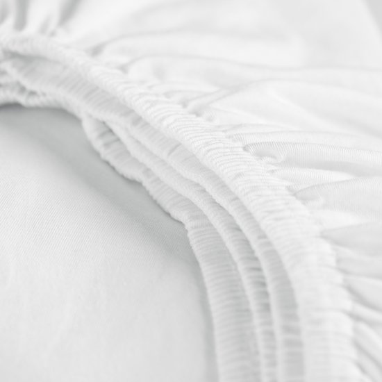 Cinderella - Drap Hoeslaken Topper avec fente (jusqu'à 15 cm) - Double Jersey - 160x200/210 cm - White