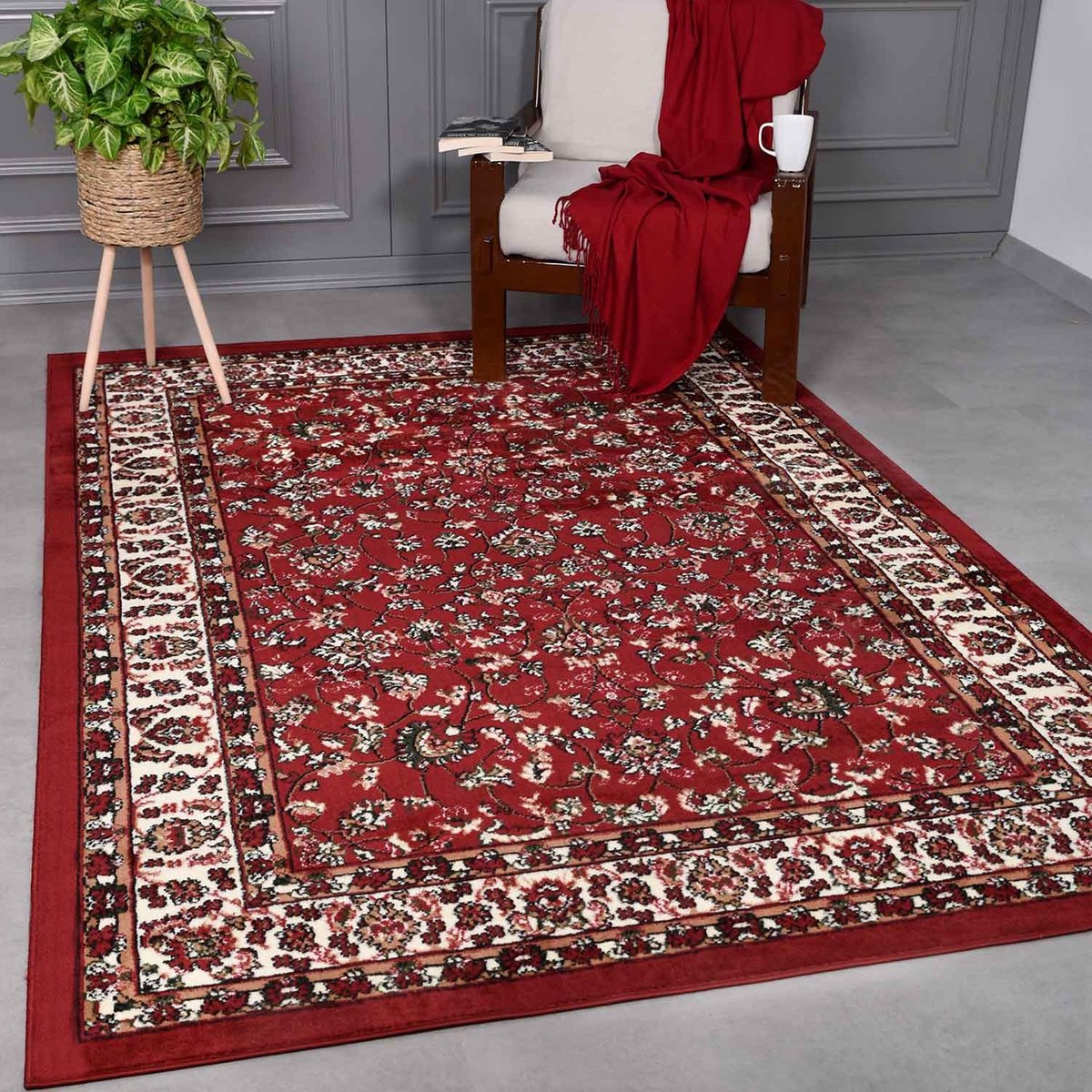 Carpeto Rugs Vloerkleed Traditioneel - Tapijten Oriëntaals Ornamenten Klassiek Patroon - Tapijt Woonkamer, Slaapkamer, Eetkamer - OEKO-TEX Carpet - Rug 60x100 cm - Rood