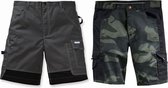 Korte broek met anti-slip tailleband, kleur camouflage/zwart, maat XL