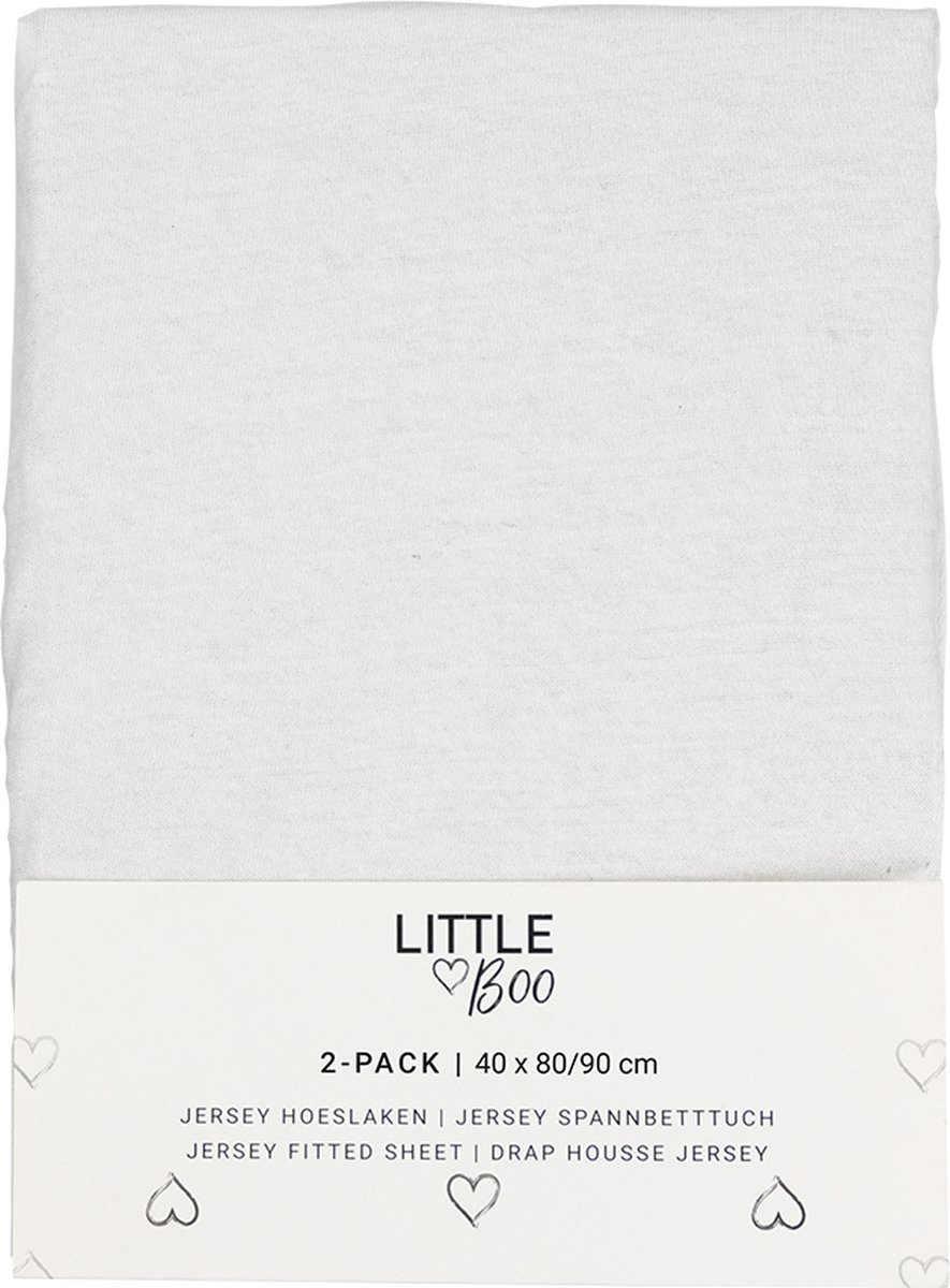 Hoeslaken Wieg Little Boo Uni White 2-pack 40x80/90