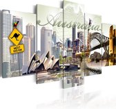 Schilderij - Welkom in Australie! 5 luik , Multikleur , premium Print
