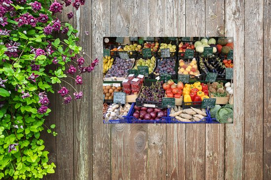 Tableau Sur Toile Vintage - Illustration De Fruits Et Légumes - Décoration Cuisine - Format 36" X 24" (91x61 Cm)