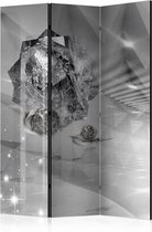 Vouwscherm - Abstract grijs 135x172cm , gemonteerd geleverd (kamerscherm) dubbelzijdig geprint