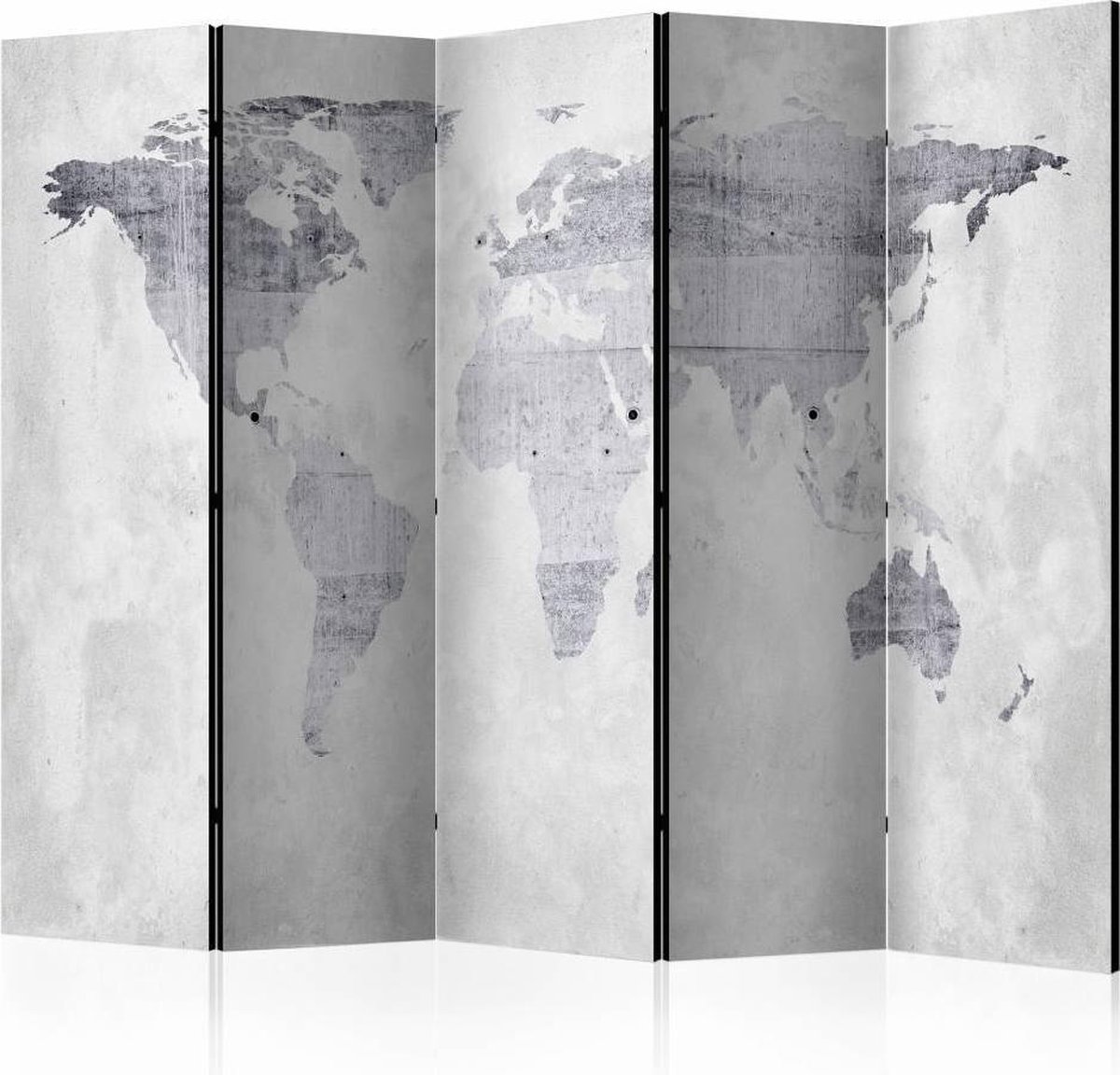 Vouwscherm / Kamerscherm - Wereld op beton 225x172cm , gemonteerd geleverd, dubbelzijdig geprint