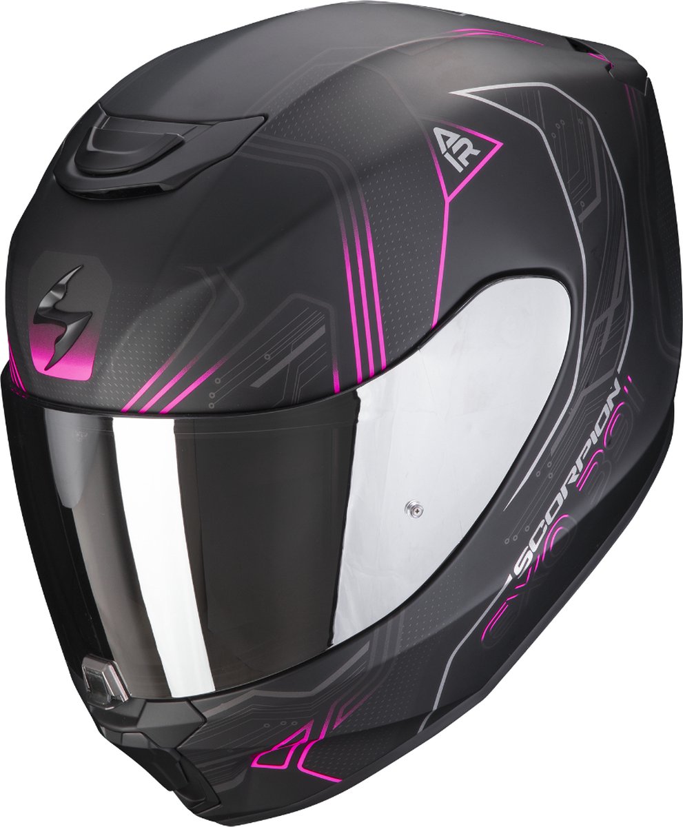 Casque intégral Scorpion Exo-391 Haut noir/argent/jaune fluo