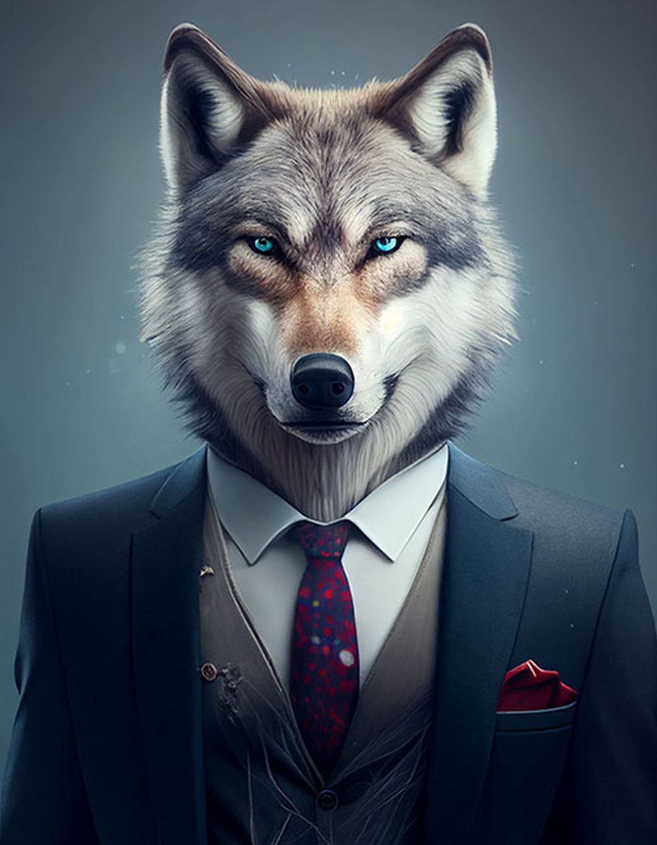 AI - Woondecoratie - Poster - Dieren - Wolf - Pak - 14 - 80 x 120 cm