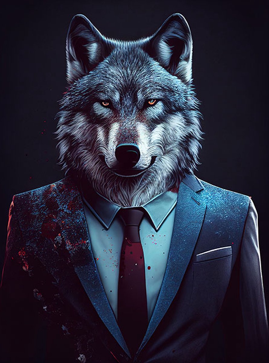 AI - Woondecoratie - Poster - Dieren - Wolf - Pak - 13 - 50 x 70 cm